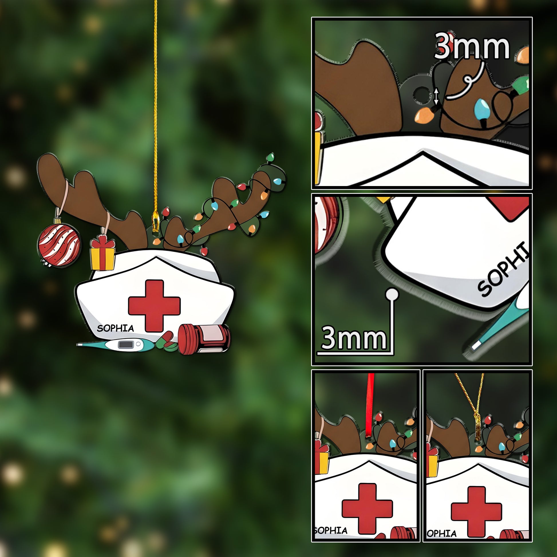 Christmas Hat Nurse Acrylic Ornament - Personalized Nurse Christmas Ornament, Graduation Ornament, Nurse Graduation Gift, Appreciation Gift