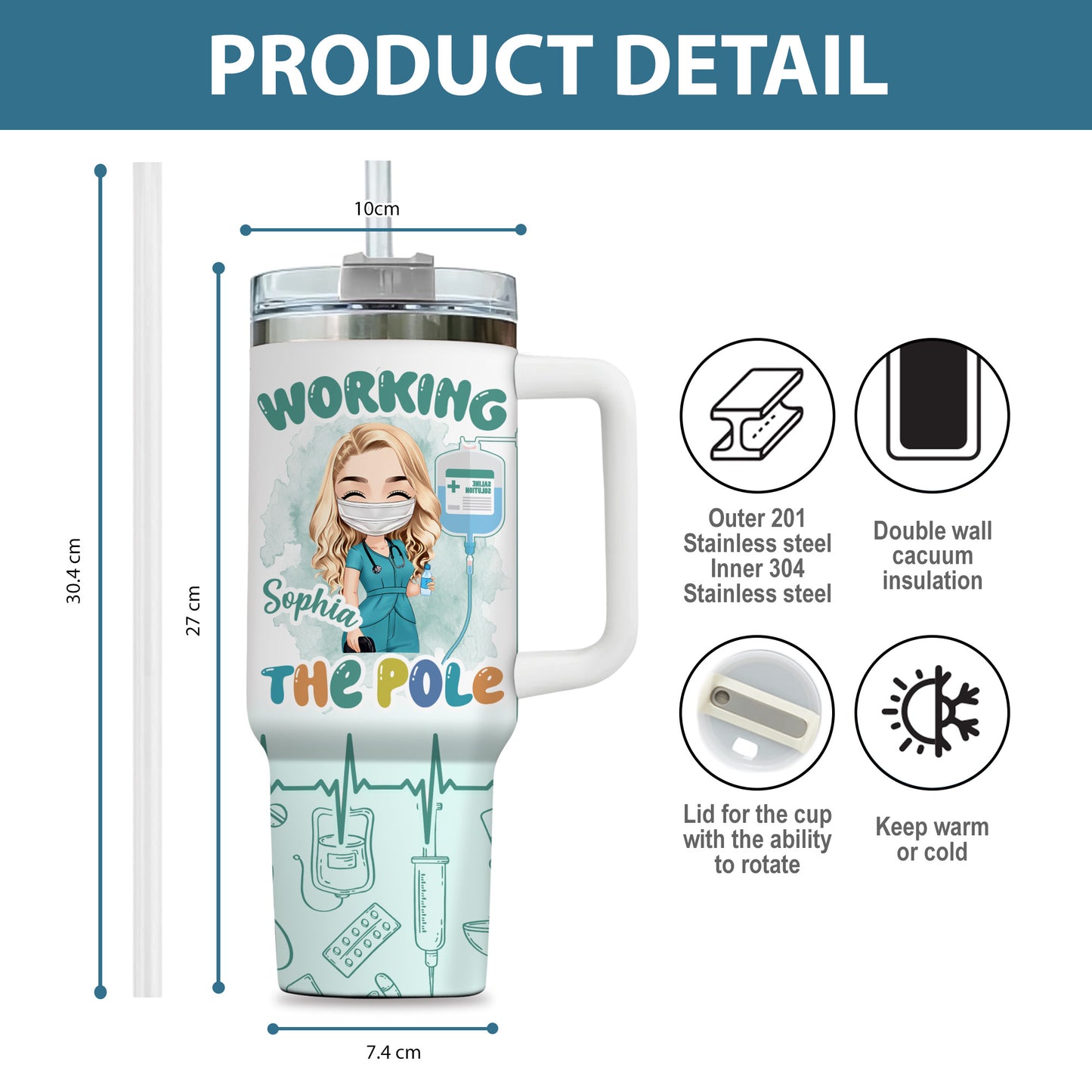 Working The Pole Nurse 40oz Tumbler