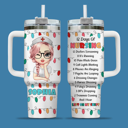 12 Days Of Nursing Nurse Christmas 40oz Tumbler