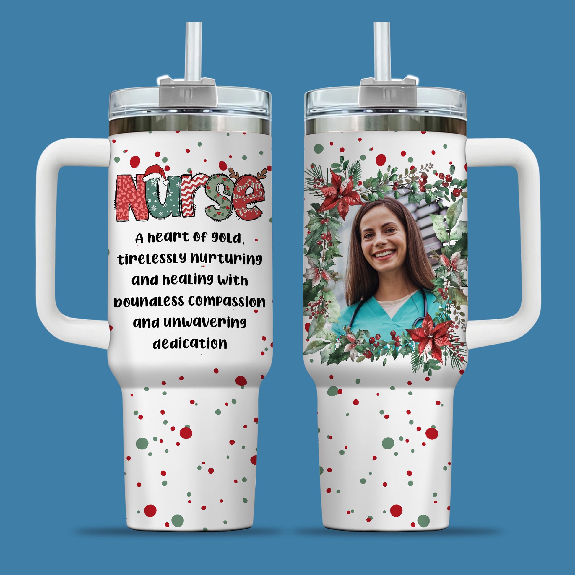 A Heart of Gold Nurse 40oz Tumbler – Personalized Stainless Steel Travel Cup, Nurse Gift, Reusable Coffee Mug for Healthcare or Medical Worker