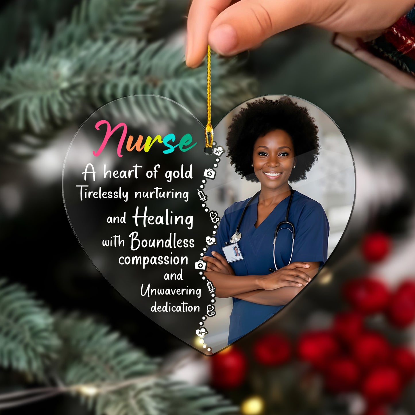 A Heart Of Gold Nurse Acrylic Ornament – Nurse Thank You Gift, RN BSN Graduation Ornament, New Nurse Christmas Ornament, Appreciation Gift