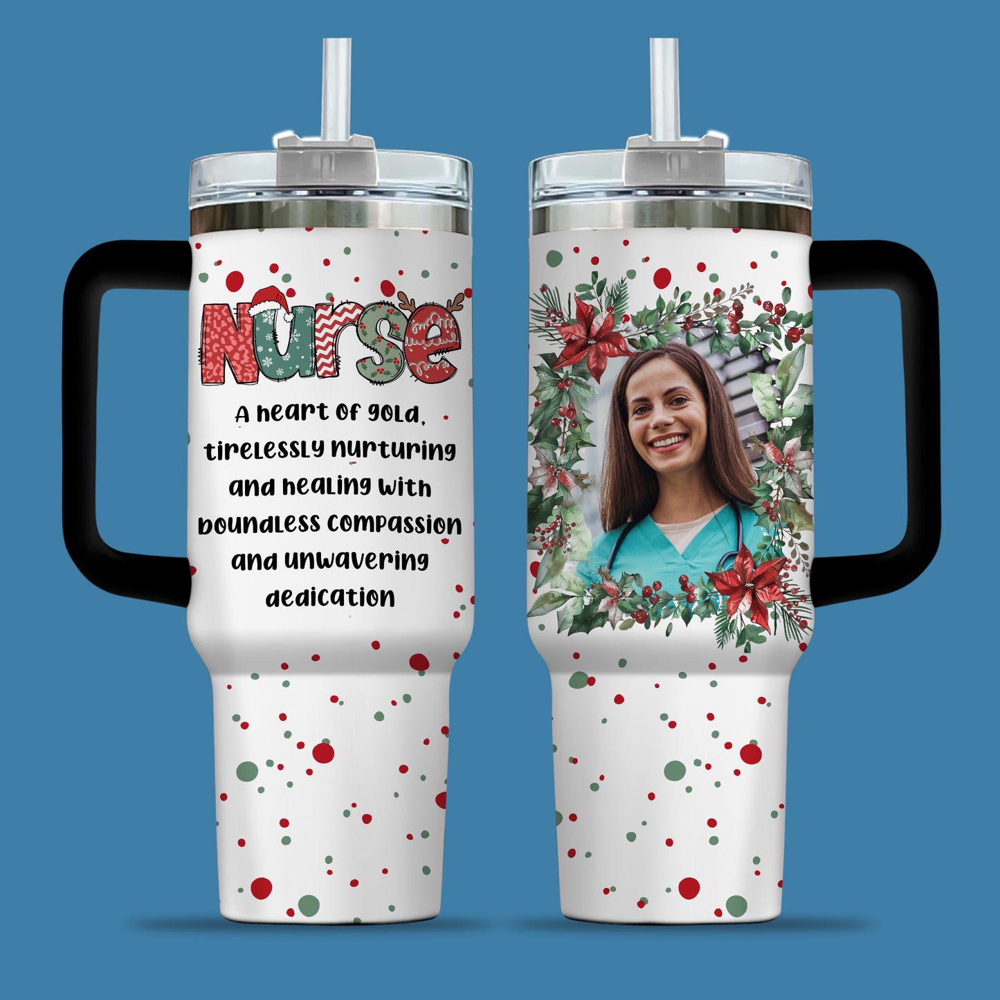 A Heart of Gold Nurse 40oz Tumbler – Personalized Stainless Steel Travel Cup, Nurse Gift, Reusable Coffee Mug for Healthcare or Medical Worker