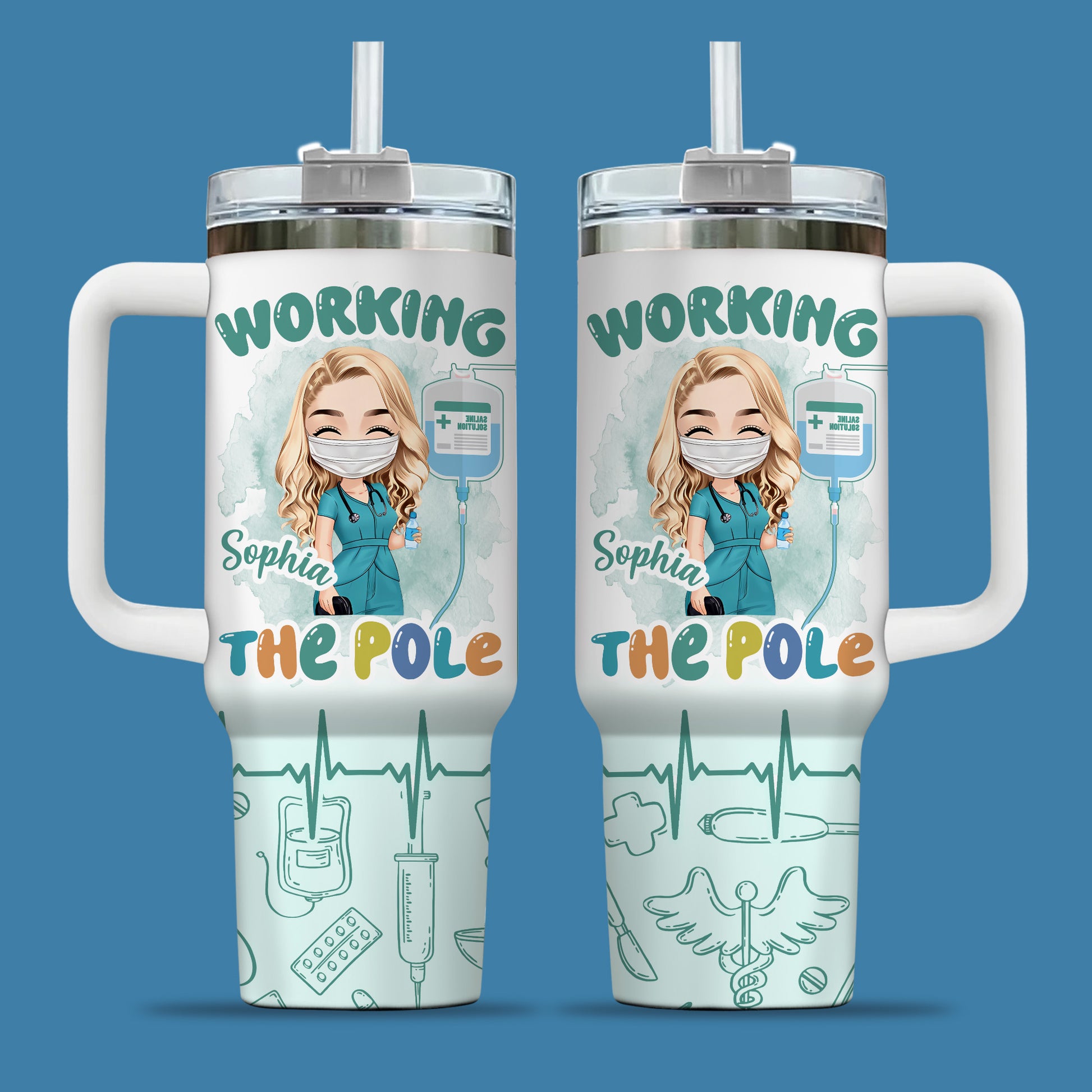 Working The Pole Nurse 40oz Tumbler