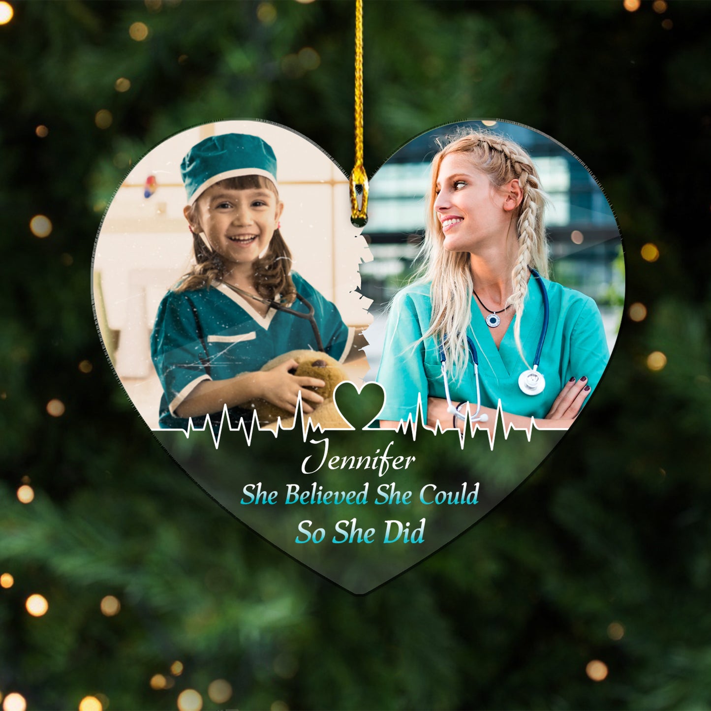 She Believed She Could So She Did Nurse Acrylic Ornament - Inspirational Christmas Gift for Nurse, RN Appreciation Ornament, Gift for Nurse