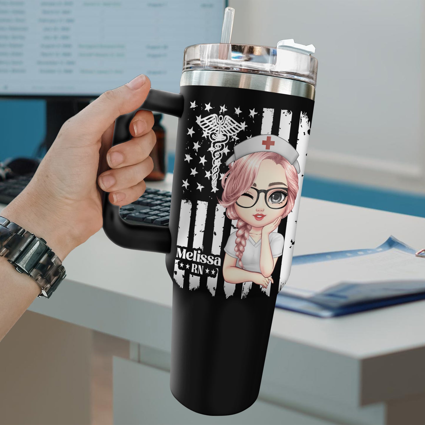 US Flag Nurse 40oz Tumbler