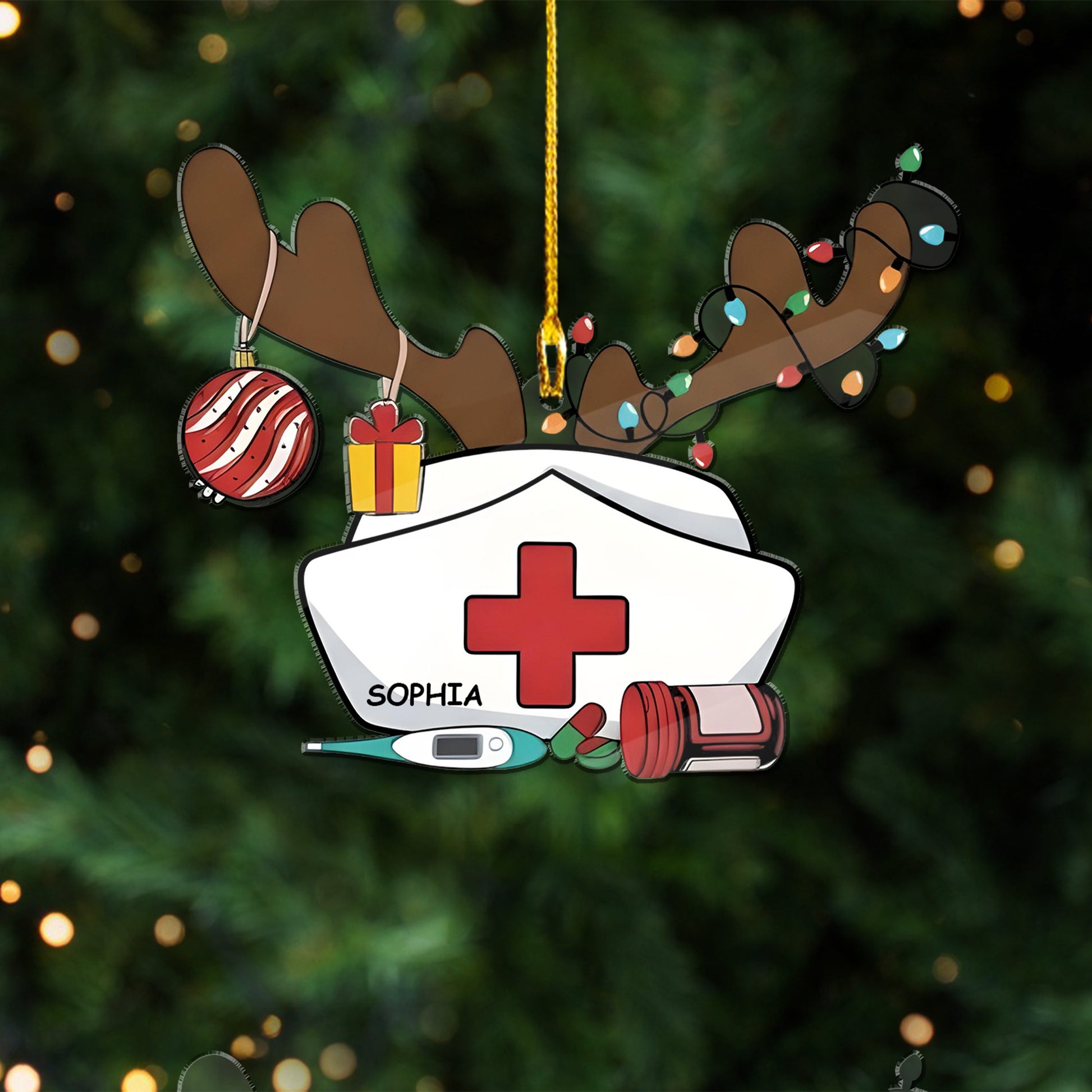 Christmas Hat Nurse Acrylic Ornament - Personalized Nurse Christmas Ornament, Graduation Ornament, Nurse Graduation Gift, Appreciation Gift