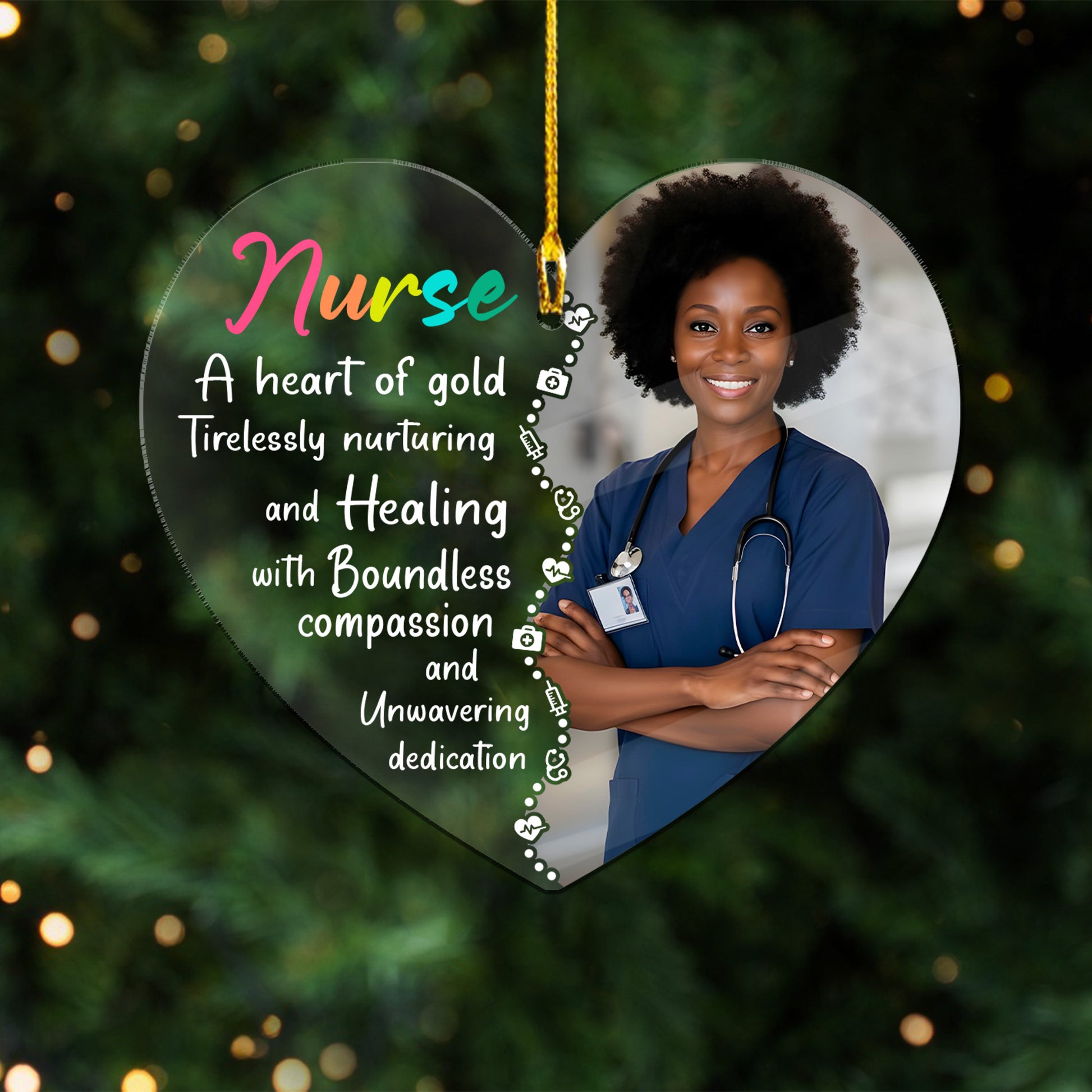 A Heart Of Gold Nurse Acrylic Ornament – Nurse Thank You Gift, RN BSN Graduation Ornament, New Nurse Christmas Ornament, Appreciation Gift