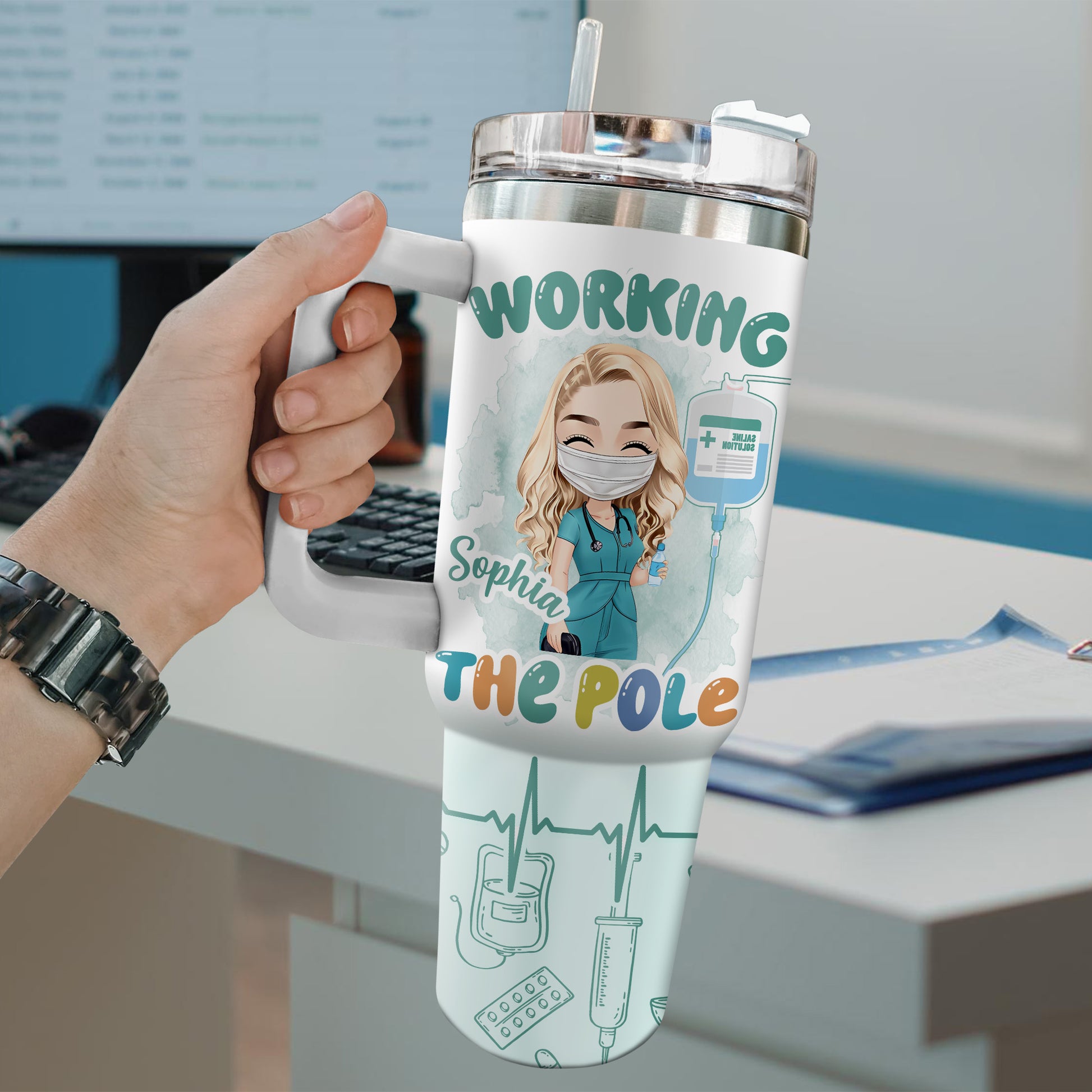 Working The Pole Nurse 40oz Tumbler