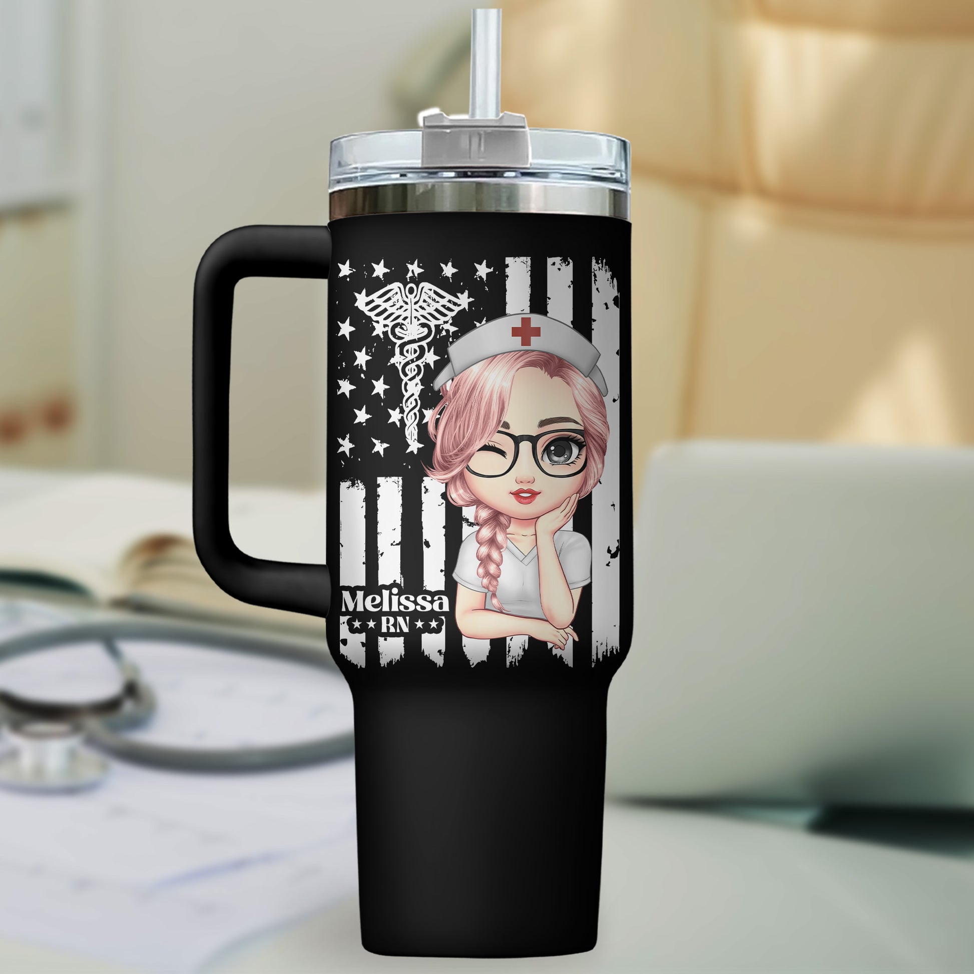 US Flag Nurse 40oz Tumbler