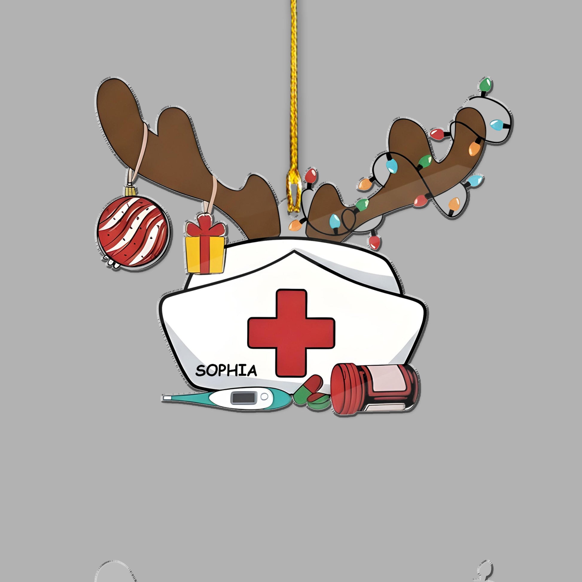 Christmas Hat Nurse Acrylic Ornament - Personalized Nurse Christmas Ornament, Graduation Ornament, Nurse Graduation Gift, Appreciation Gift