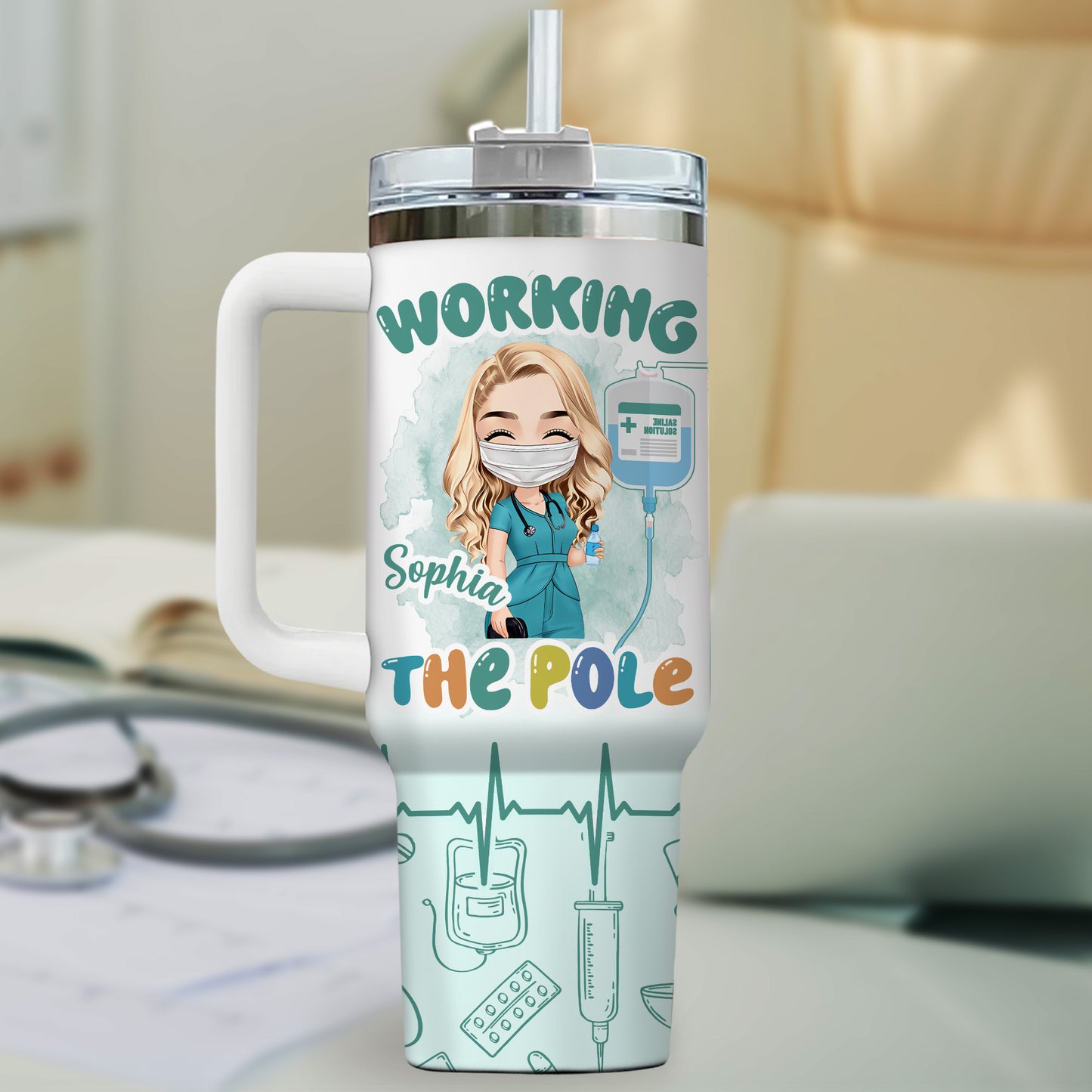 Working The Pole Nurse 40oz Tumbler