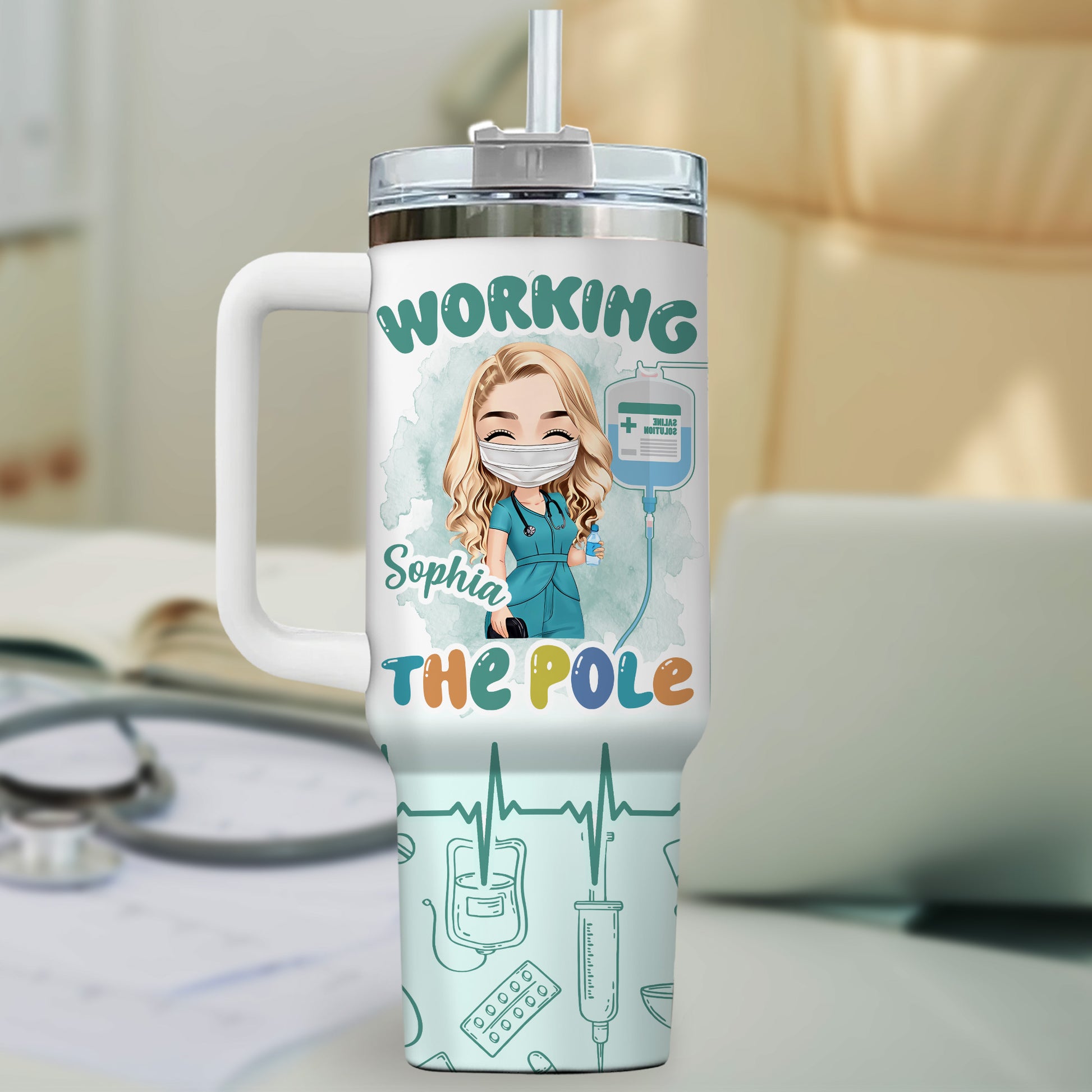 Working The Pole Nurse 40oz Tumbler