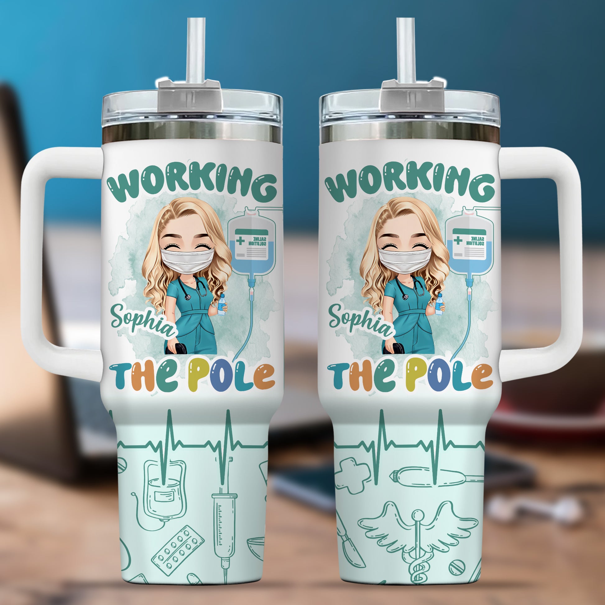 Working The Pole Nurse 40oz Tumbler