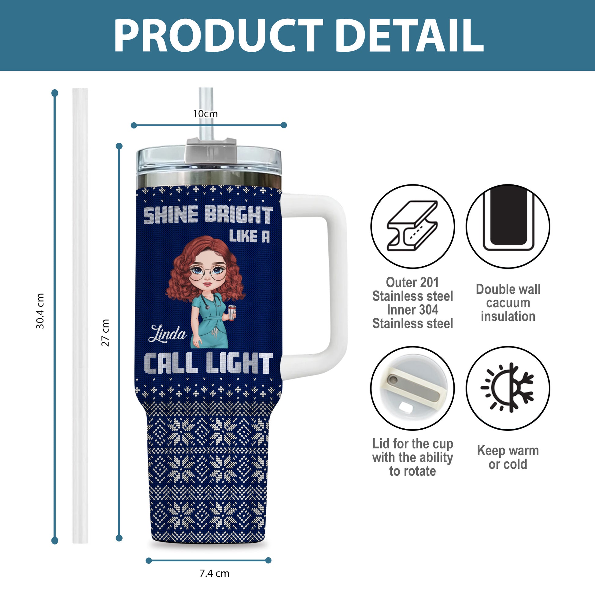 Shine Bright Like A Call Light Nurse 40oz Tumbler