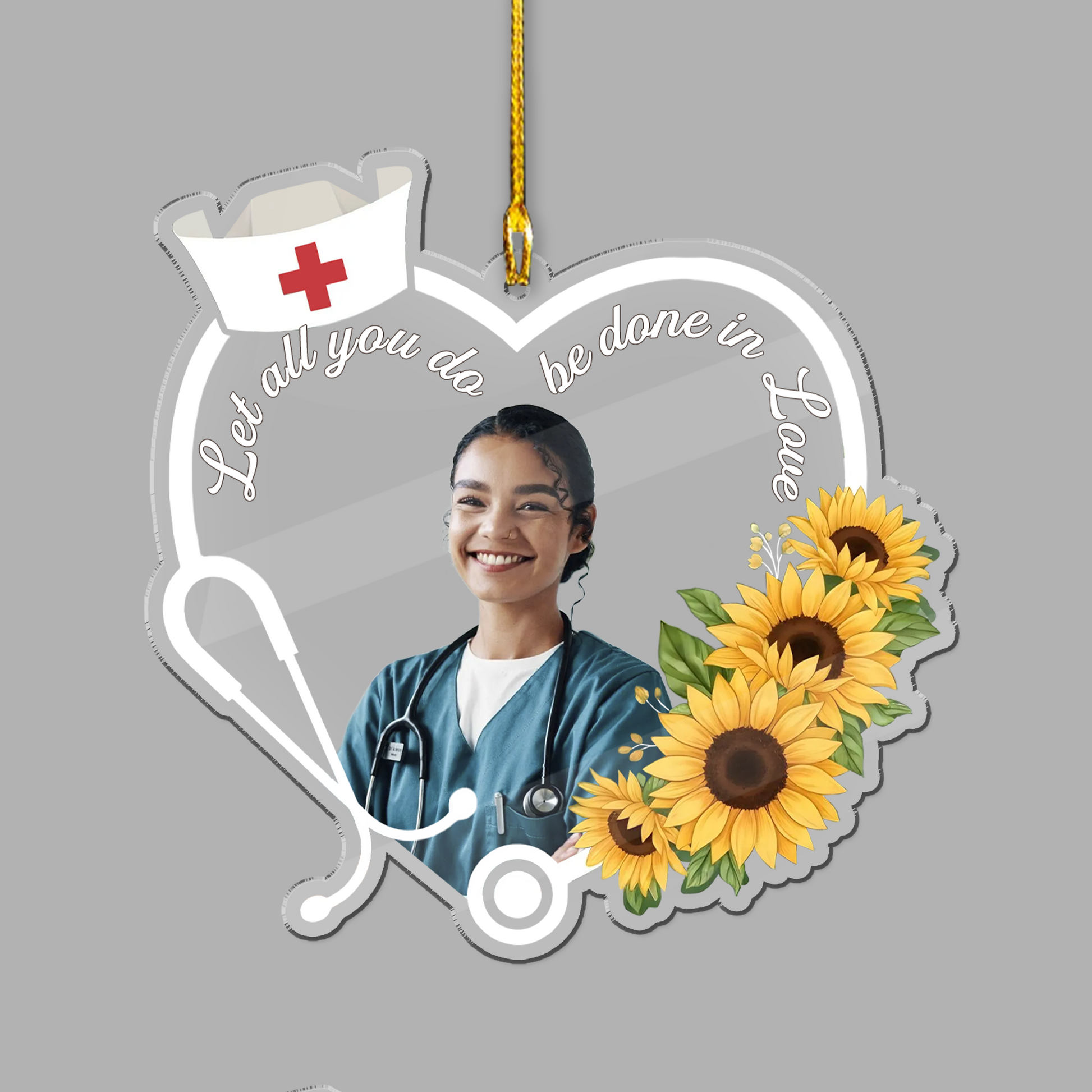 Let All You Do Be Done In Love Nurse Ornament, Personalized Acrylic Ornament, Inspirational Christmas Gift for Nurse or Nursing Student