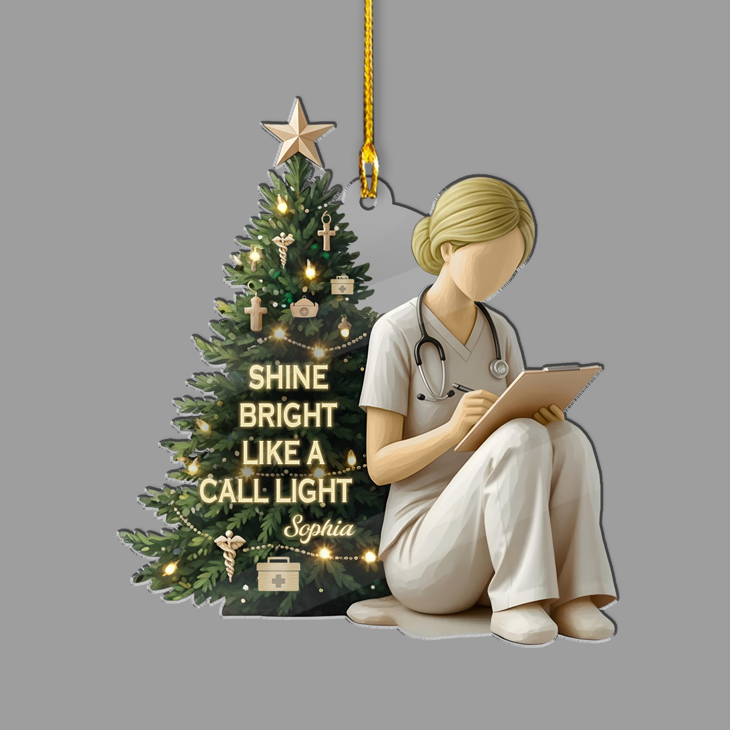 Shine Bright Like A Call Light Ornament – Personalized Acrylic Nurse Ornament, New Nurse Christmas Gift, Nurse Appreciation Keepsake